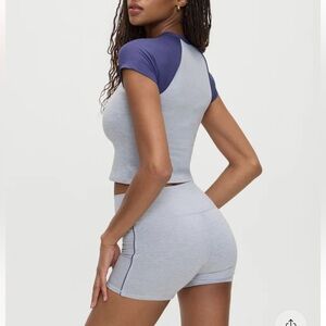 Two-Tone Athletic Crop Top and Shorts Set